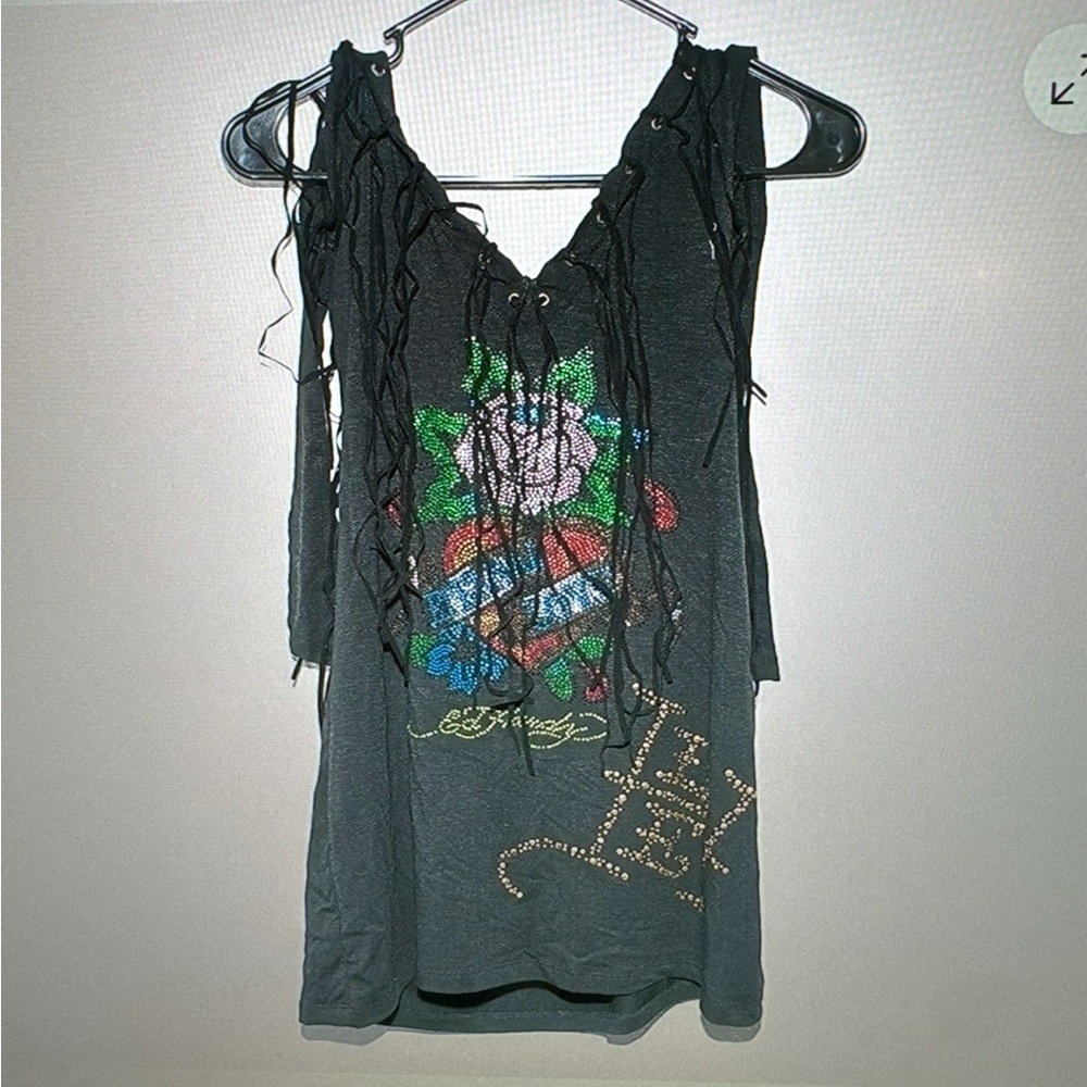 ED HARDY MARGARET DRESS IN BLACK WITH RHINESTONES XS